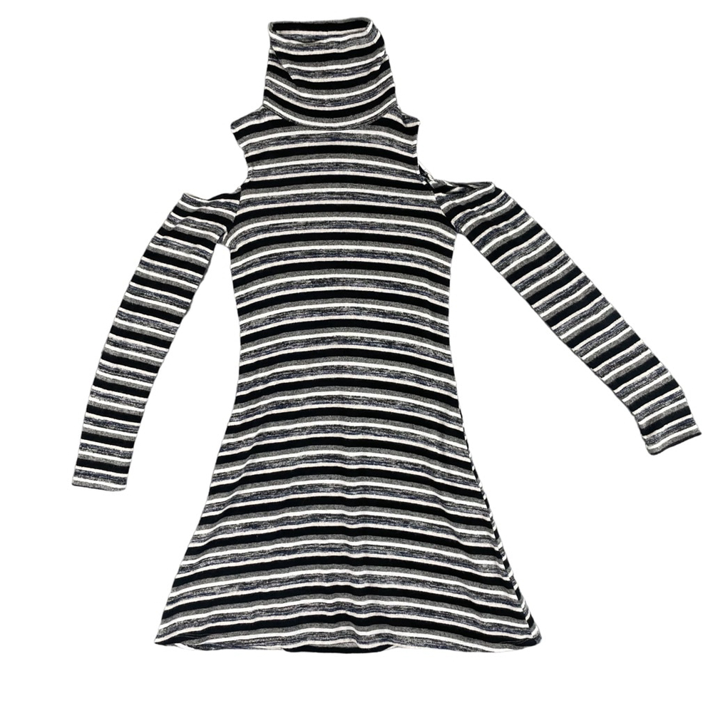 NWT American Eagle Soft & Sexy Plush Striped Cold Shoulder Turtleneck Dress M